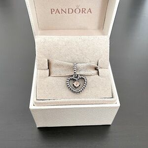 Pandora Misty Rose Beaded Dangle Heart Charm